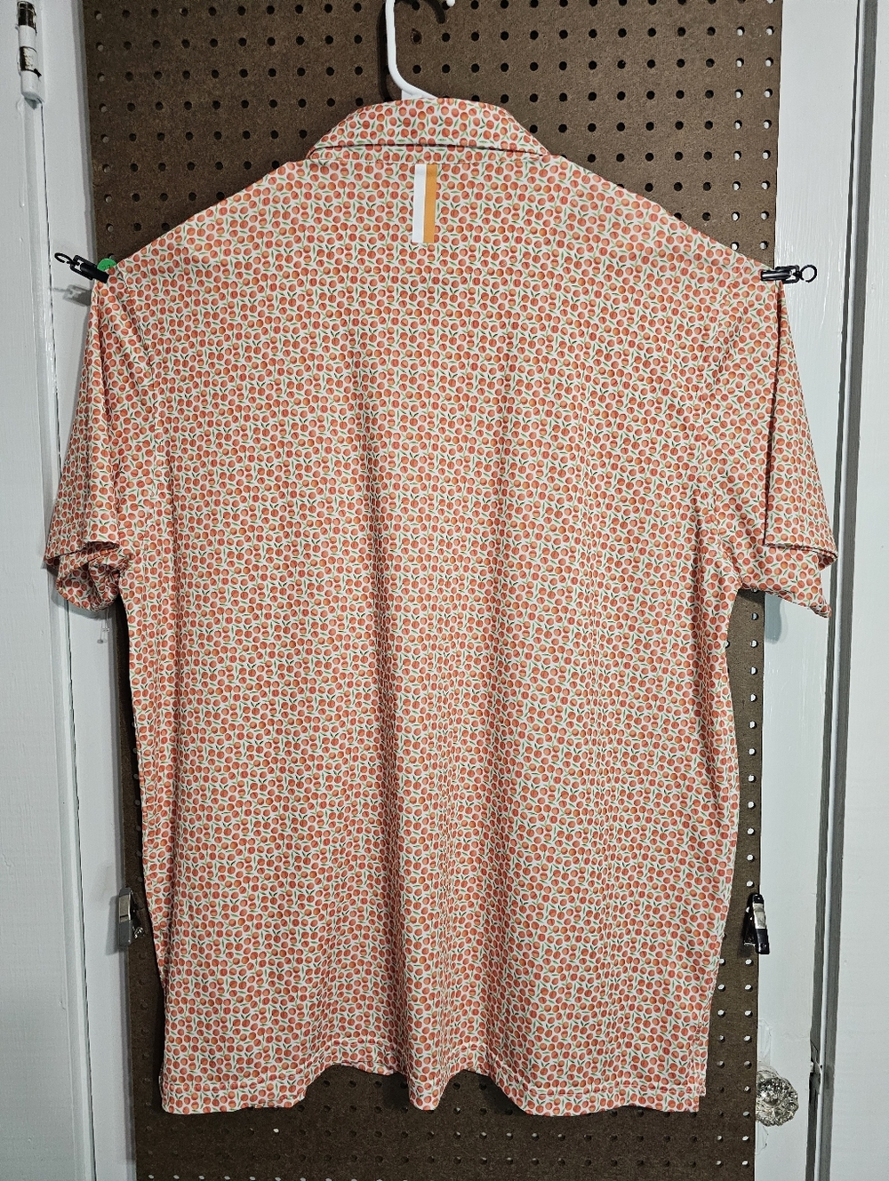 Rhoback Men's Performance Polo The Absolute Peach Print Georgia Peach XXL Golf - Picture 3 of 11
